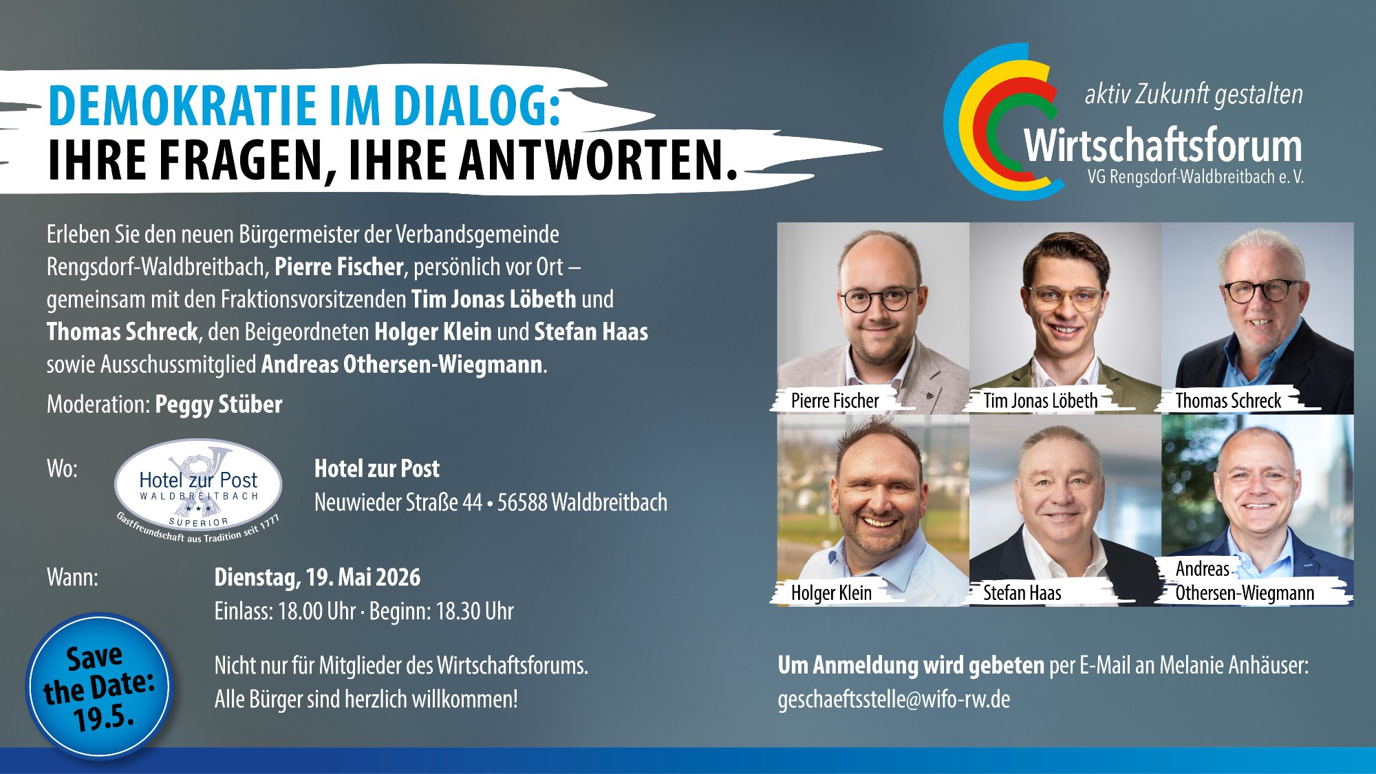 Hinweisplakat zur Veranstaltung Demokratie im Dialog
